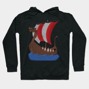 Viking Ship red with water Hoodie